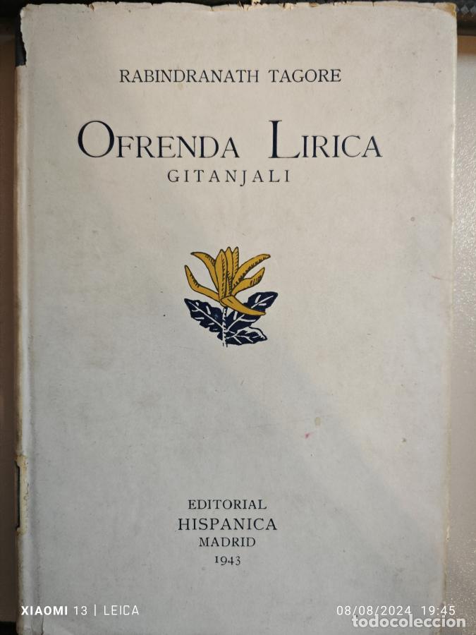 Libros: OFRENDA L&Iacute;RICA. GITANJALI. 1943. - RABINDRANATH TAGORE. TDK888 - Foto 1