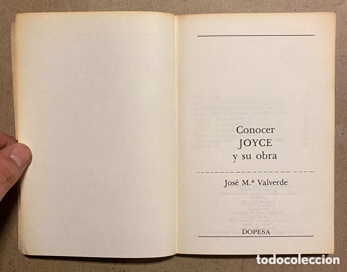 Libros: CONOCER JOYCE Y SU OBRA. JOS&Eacute; M&ordf; VALVERDE. DOPESA 1978 (1&ordf; EDICI&Oacute;N). - Foto 2