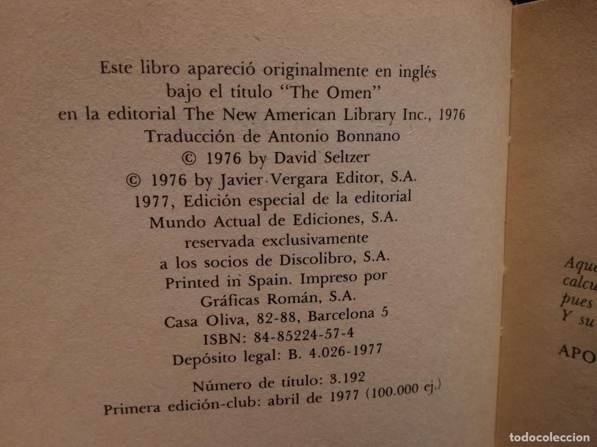 Libros: LIBRO - LA PROFECIA - DAVID SEITZER - PRIMERA EDICI&Oacute;N ABRIL 1977 - Foto 3