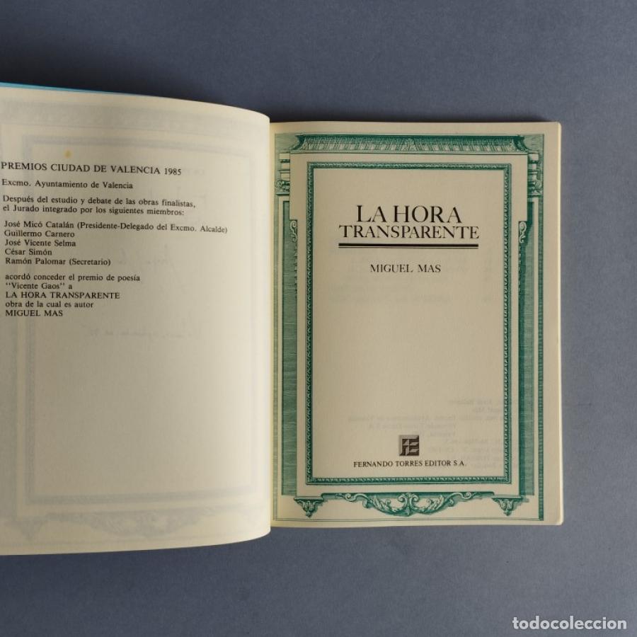 Libros: La Hora Transparente. - Mas, Miguel. - Foto 3