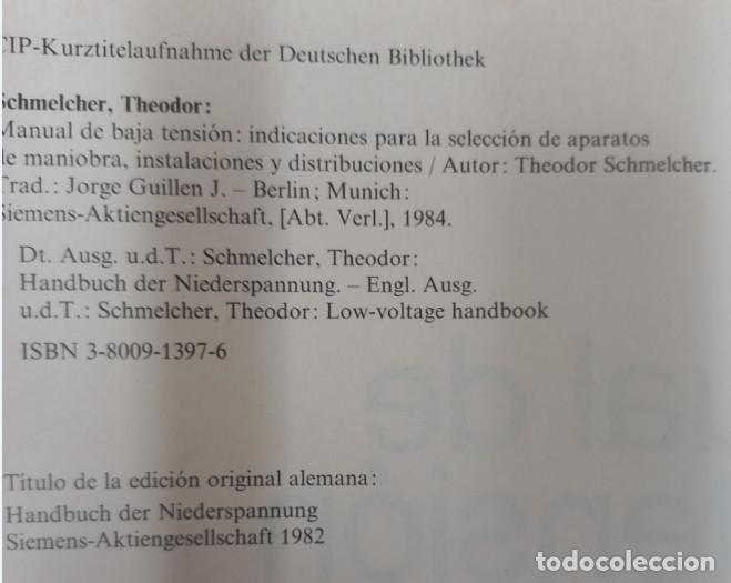 Libros: MANUAL DE BAJA TENSION, SIEMENS 1984 - Foto 4