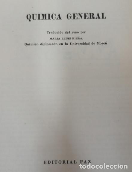 Libros: QUIMICA GENERAL, B. NEKRASOV, MOSCU, LIBRO ANTIGUO - Foto 4