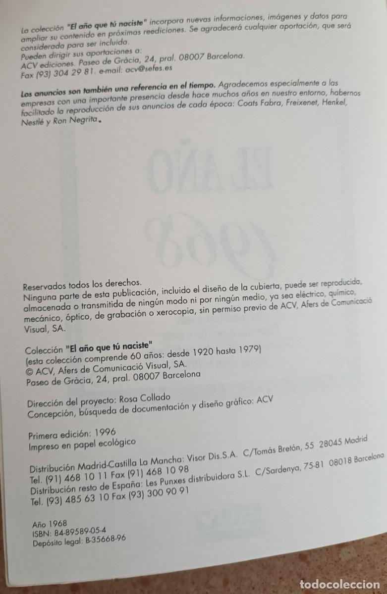 Libros: 1968 EL A&Ntilde;O QUE T&Uacute; NACISTE - Rosa Collado Bascompte - Foto 3