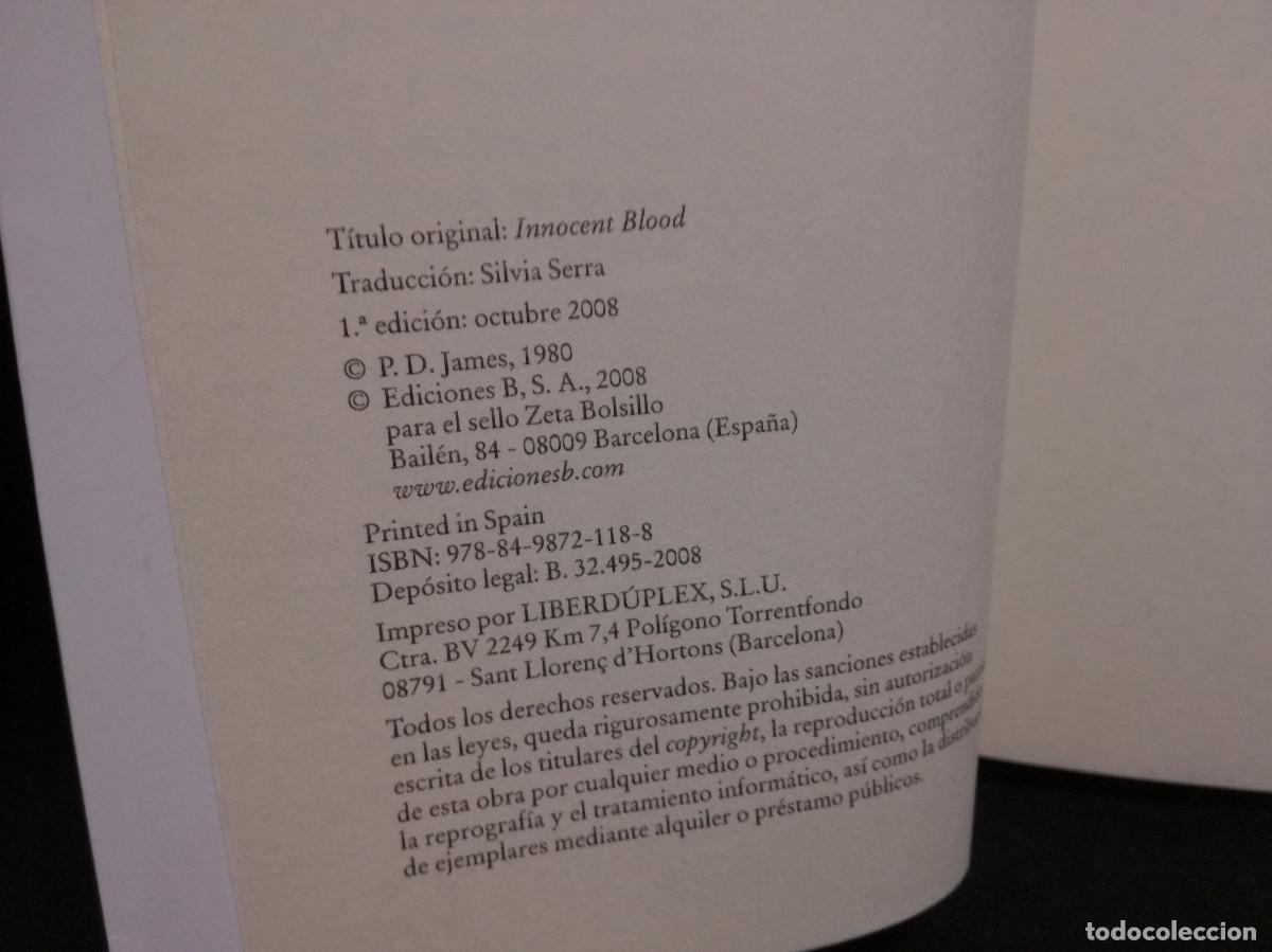 Libros: LIBRO - SANGRE INOCENTE - P. D. JAMES - ZETA - Foto 2