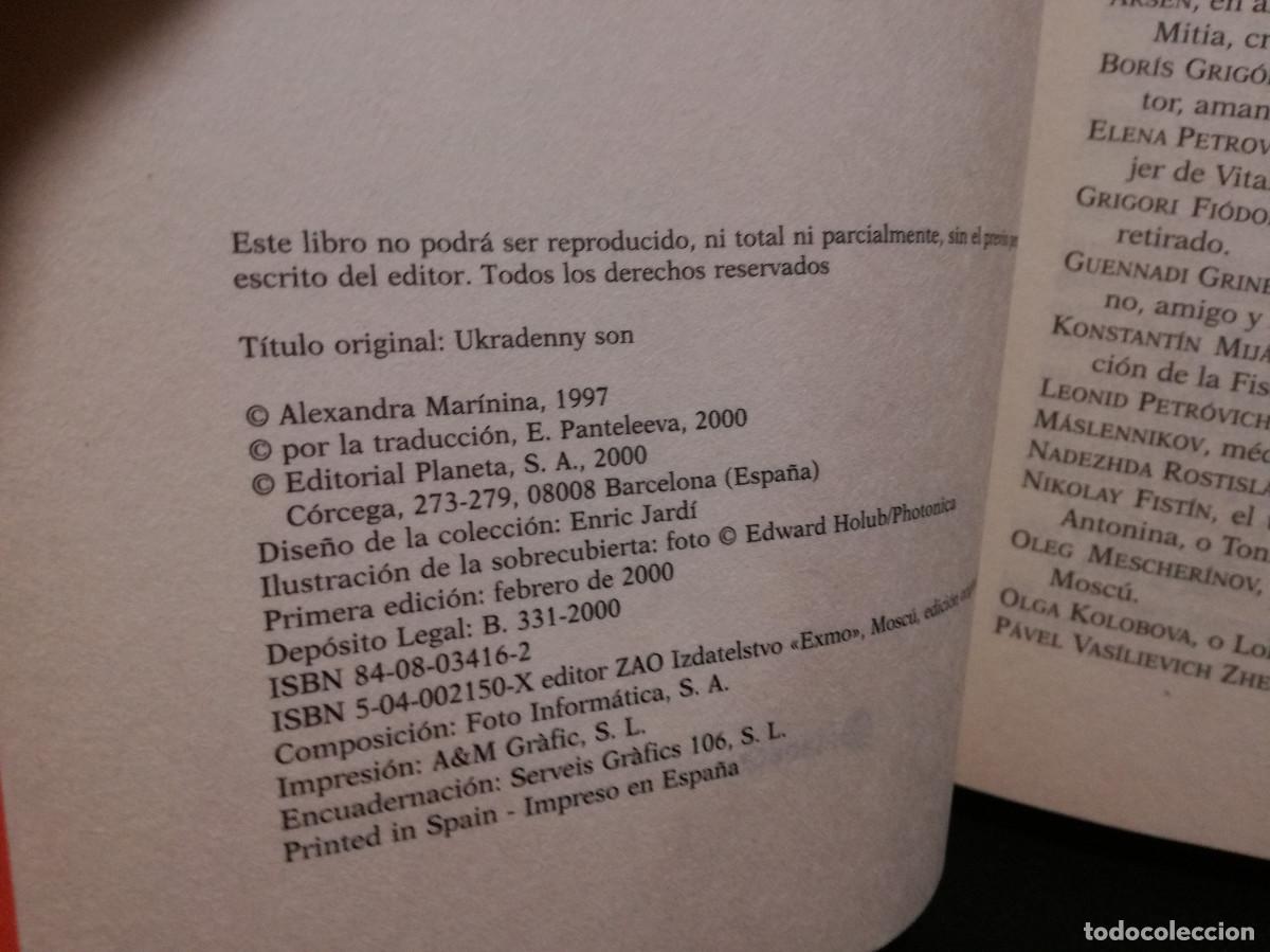 Libros: LIBRO - EL SUE&Ntilde;O ROBADO - ALEXANDRA MARININA - PLANETA - Foto 2