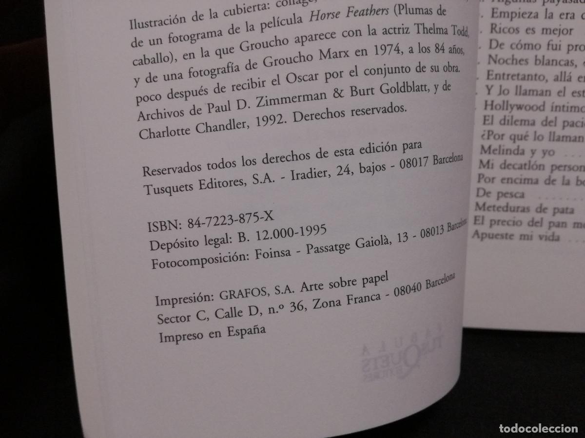 Libros: LIBRO - GROUCHO Y YO - GROUCHO MARX - TUSQUETS - Foto 2
