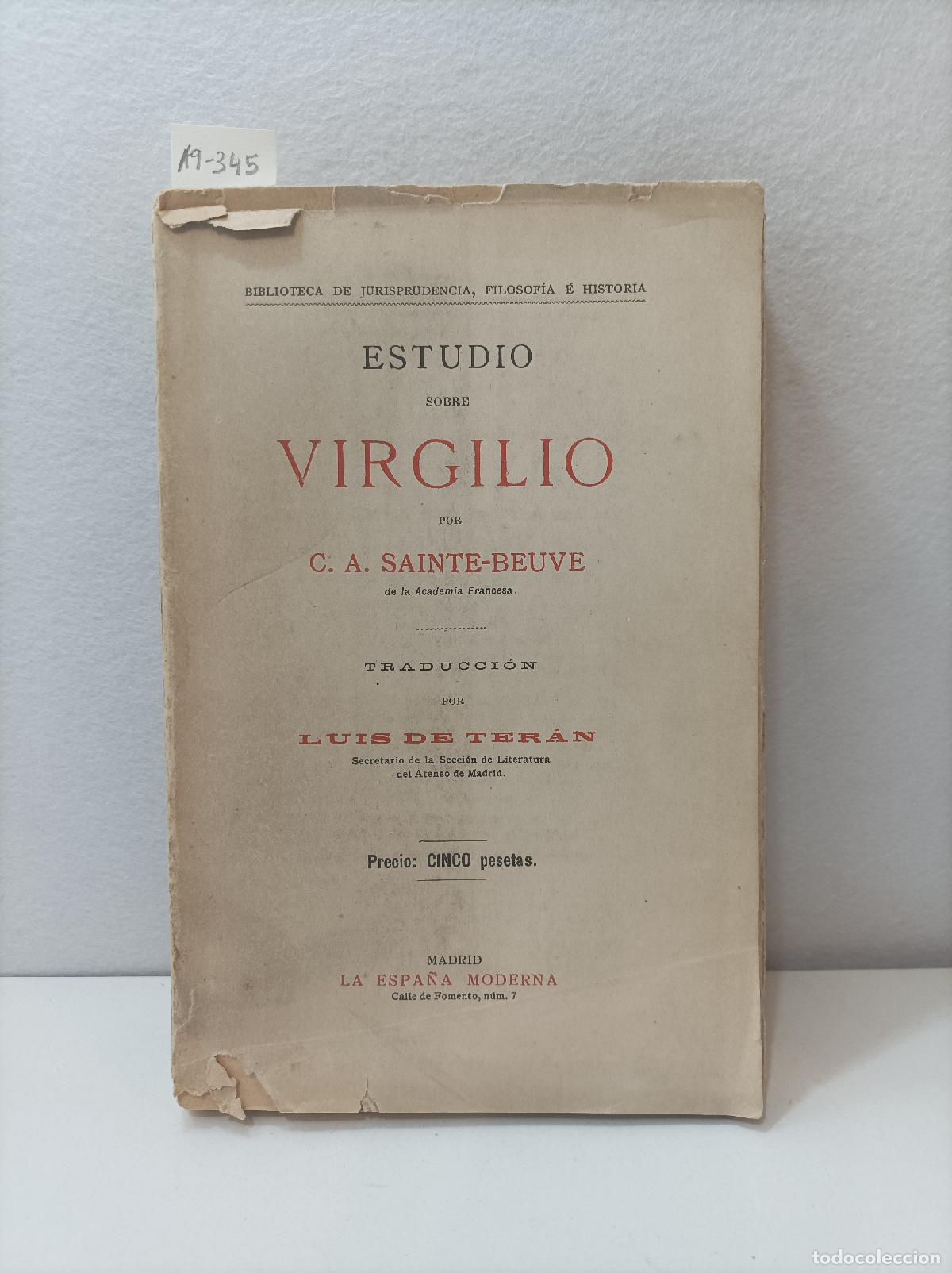 Libros: SAINTE-BEUVE, C. A.: - Estudio sobre Virgilio. - Foto 1