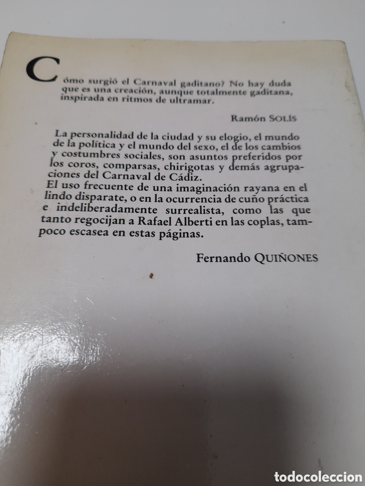 Libros: ANTIGUO LIBRO COROS Y CHIRIGOTAS DEL CARNAVAL DE CADIZ. RAMON SOLIS. - Foto 2
