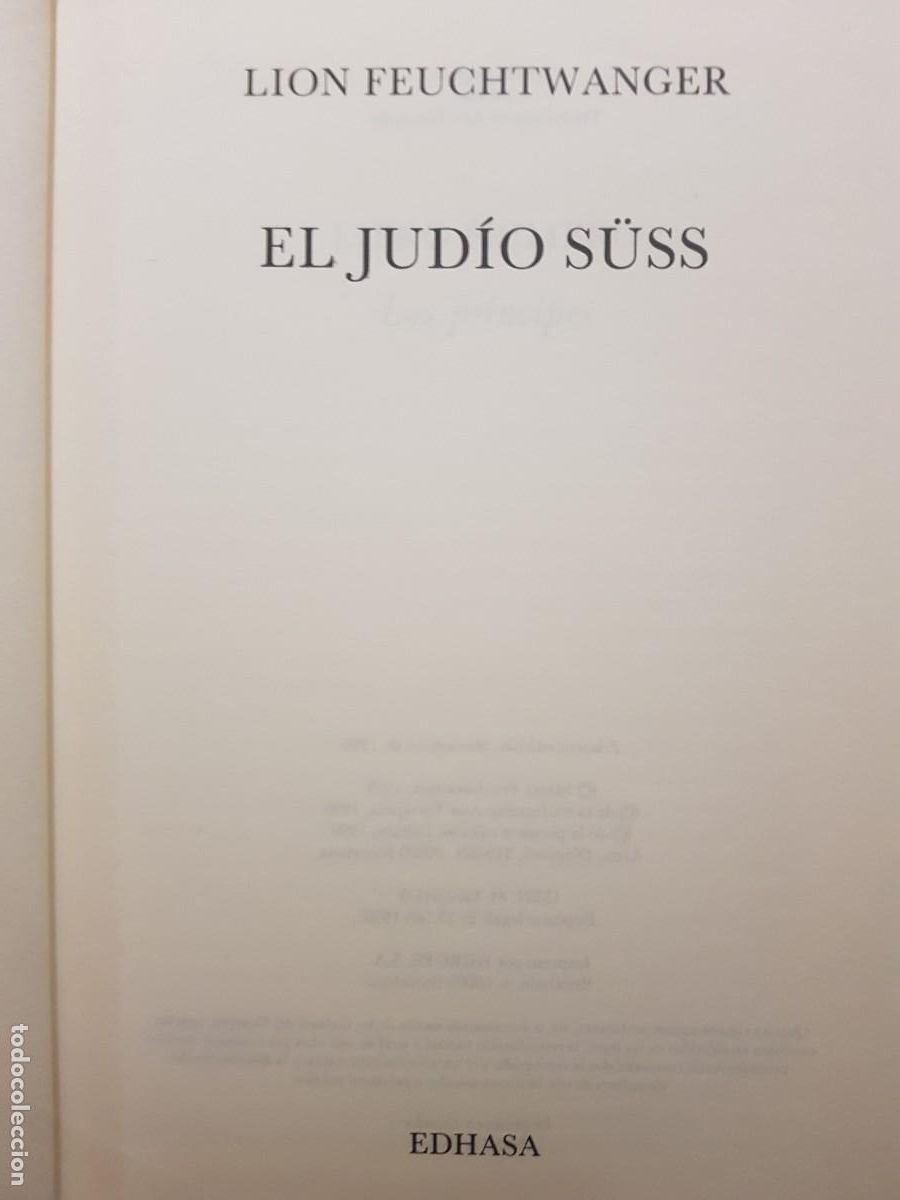 Libros: EL JUD&Iacute;O S&Uuml;SS - LION FEUCHTWANGER - ED. EDHASA - 1990 - Foto 4