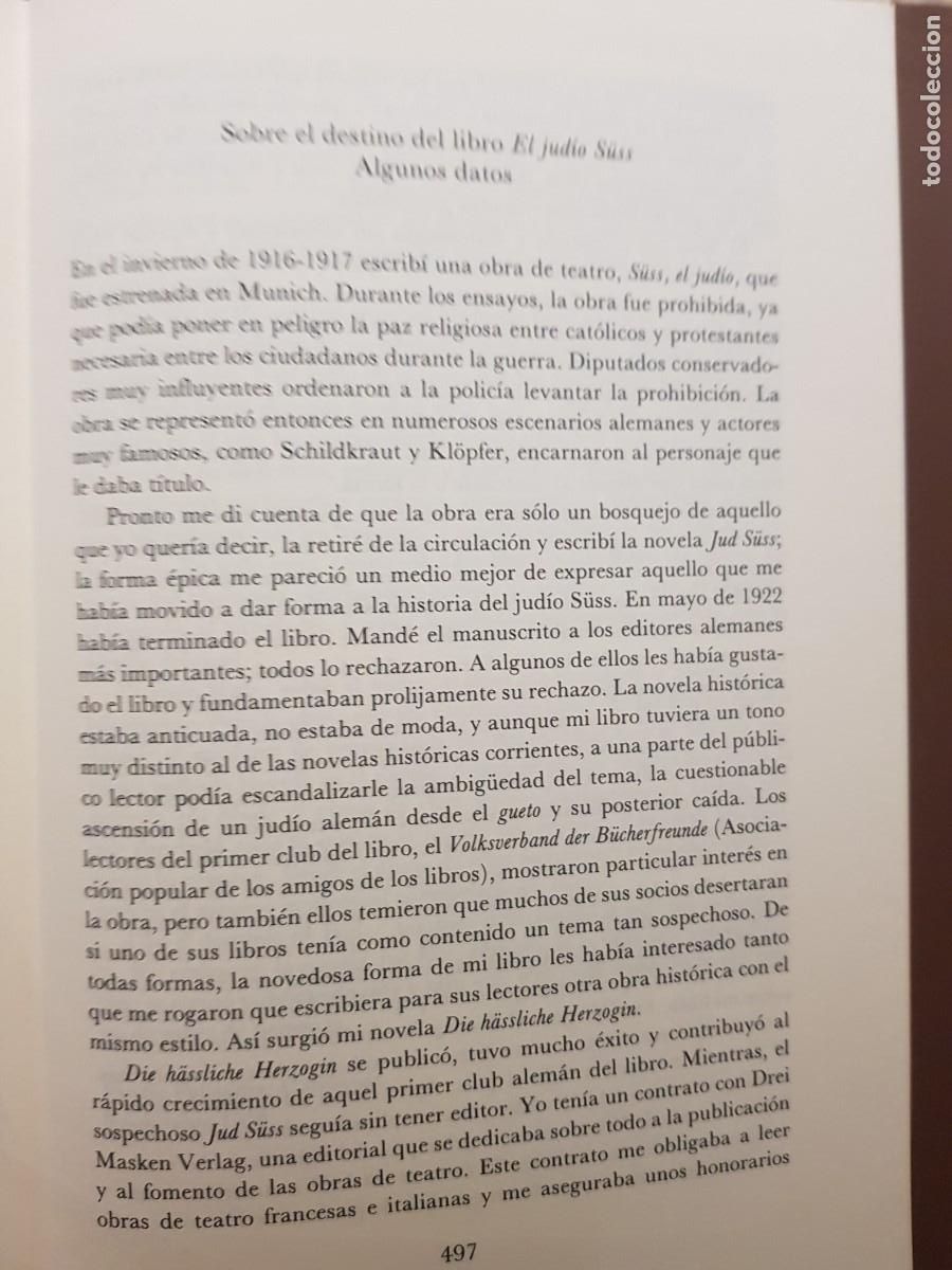 Libros: EL JUD&Iacute;O S&Uuml;SS - LION FEUCHTWANGER - ED. EDHASA - 1990 - Foto 17