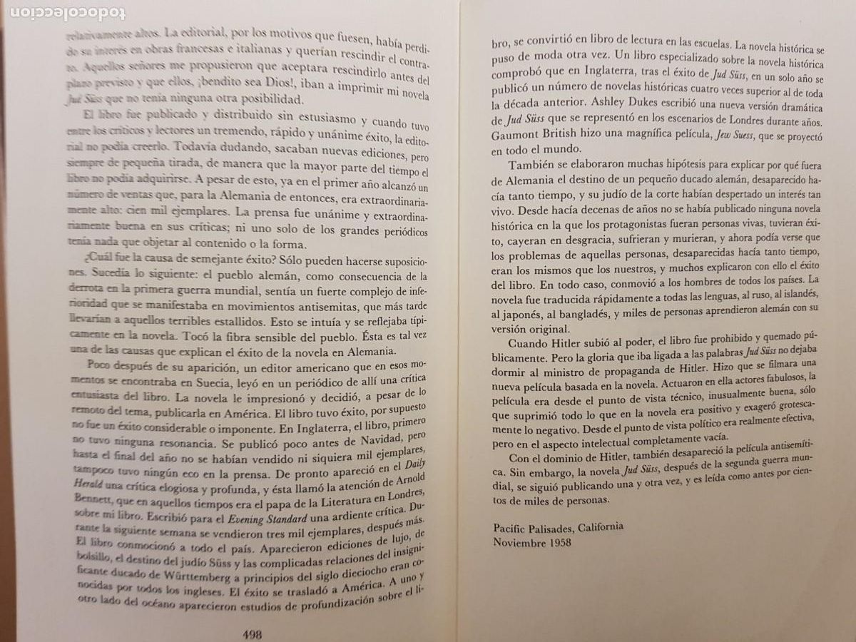 Libros: EL JUD&Iacute;O S&Uuml;SS - LION FEUCHTWANGER - ED. EDHASA - 1990 - Foto 18