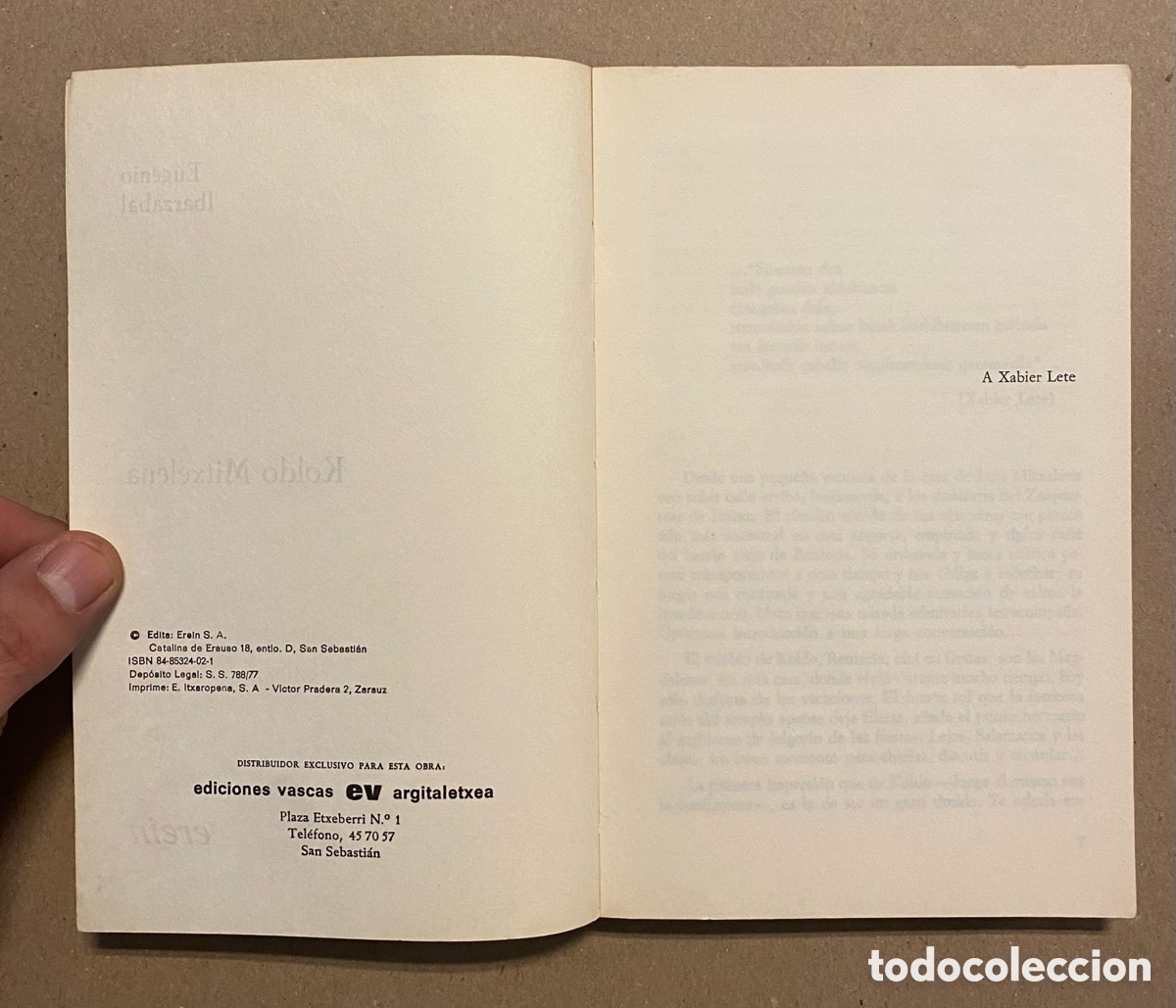 Libros: KOLDO MITXELENA. EUGENIO IBARZABAL. EDITA: EREIN 1977. - Foto 3
