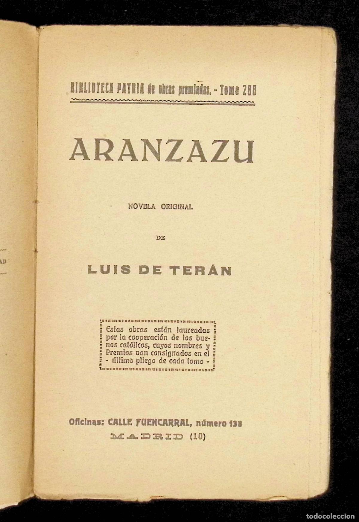 Libros: ARANZAZU. - TER&Aacute;N, Luis de. BIBLIOTECA PATRIA 288. - Foto 2