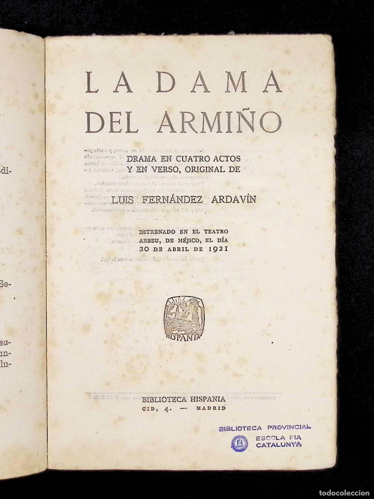 Libros: LA DAMA DEL ARMI&Ntilde;O. - FERN&Aacute;NDEZ ARDAV&Iacute;N, Luis. - Foto 2