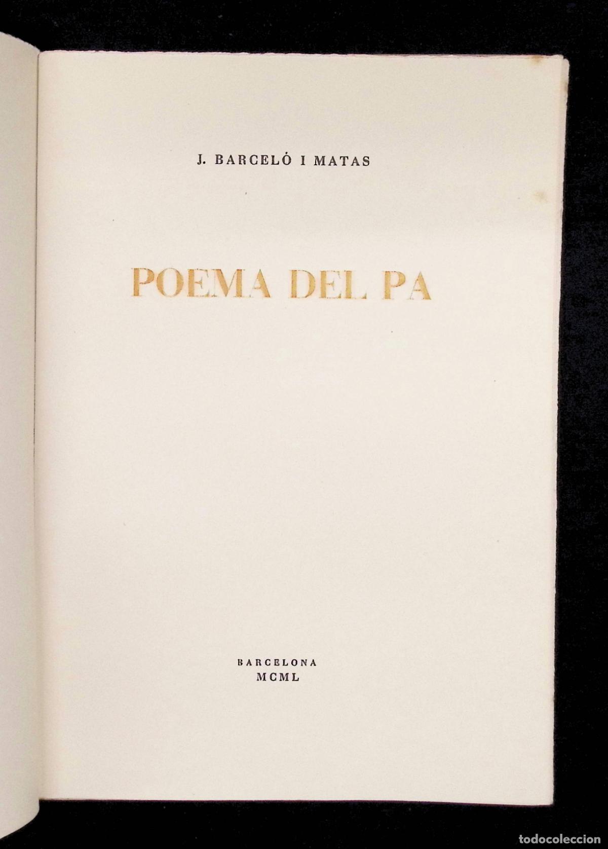 Libros: POEMA DEL PA. - BARCEL&Oacute; I MATAS, J. - Foto 3
