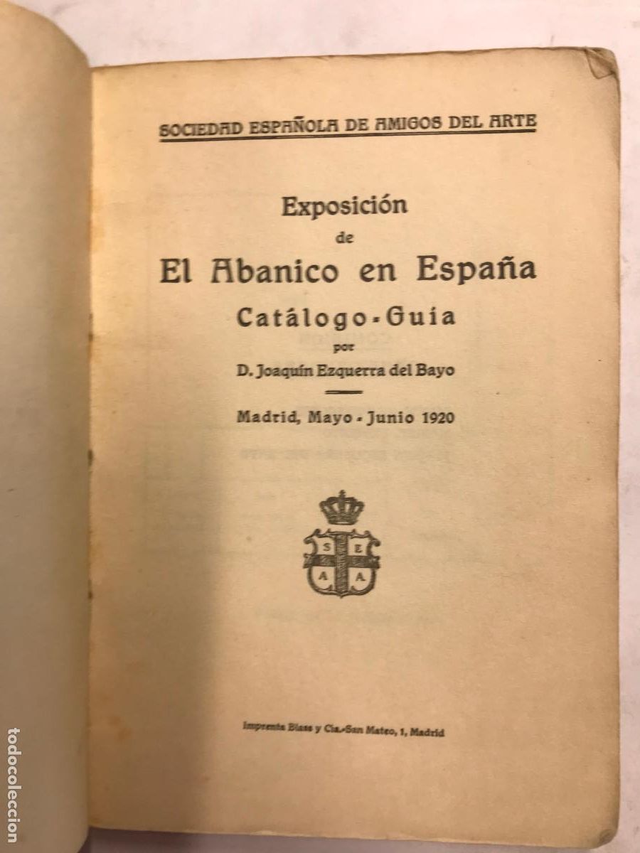Libros: EXPOSICI&Oacute;N DE EL ABANICO EN ESPA&Ntilde;A. 1920 - JOAQU&Iacute;N EZQUERRA DEL BAYO. - Foto 2