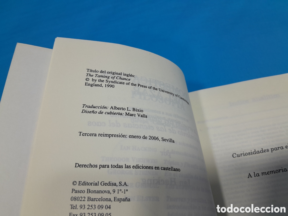 Libros: LA DOMESTICACI&Oacute;N DEL.AZAR - IAN HACKING - Foto 3