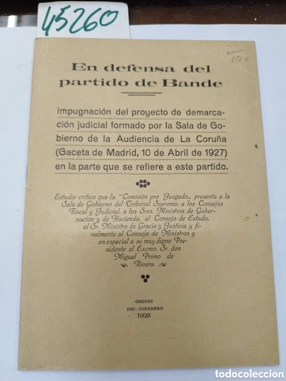 Livres: EN DEFENSA DEL PARTIDO DE BANDE. Impugnaci&oacute;n del proyecto de demarcaci&oacute;n judicial formado por la sal