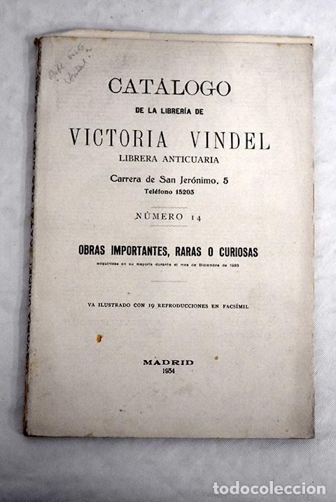Libros: Cat&aacute;logo de la librer&iacute;a de Victoria Vindel. N&ordm; 14 - Foto 1