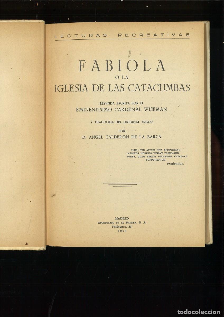 Libros: FABIOLA O LA IGLESIA DE LAS CATACUNBAS. Cardenal Wiseman - Foto 2