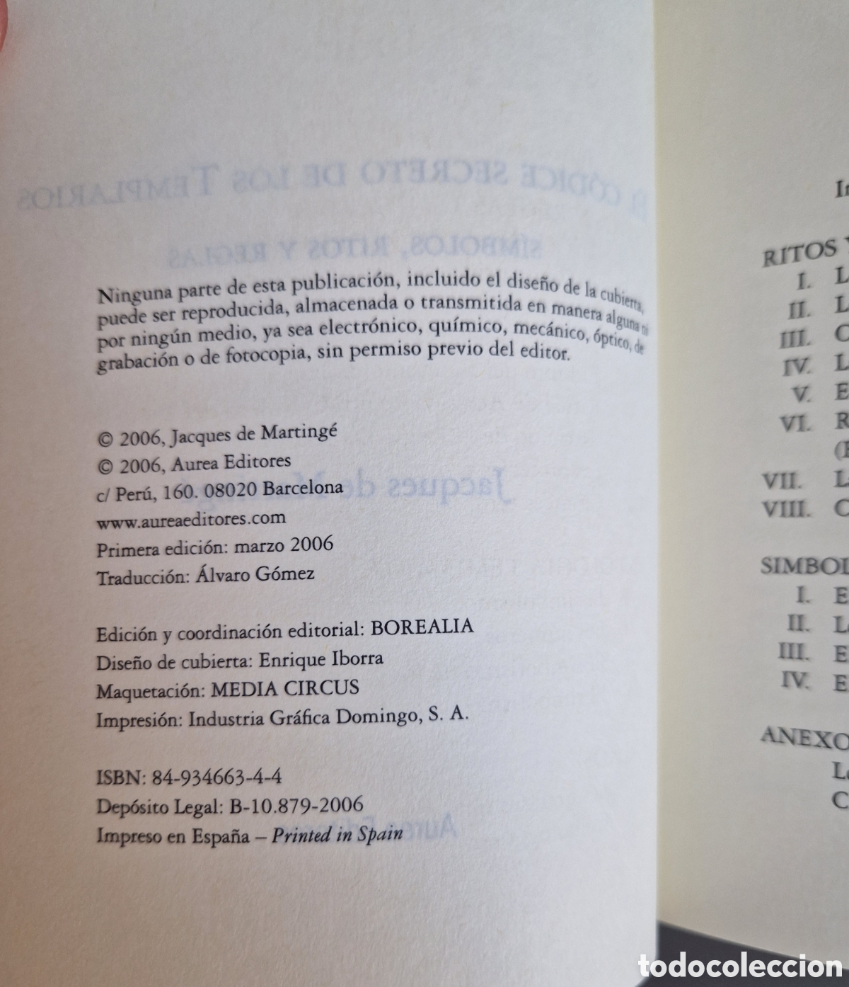 Libros: El codice secreto de los templarios Jacques Martinge Aurea Editores codigo Primera 1&ordf; edici&oacute;n 2006 - Foto 4