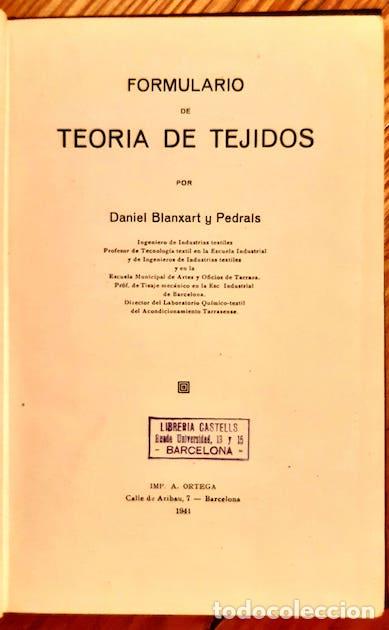 Libros: FORMULARIO DE TEOR&Iacute;A DE TEJIDOS - Daniel Blanxart - Foto 2
