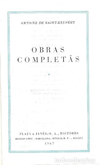 Libros: OBRAS COMPLETAS. Tomo I. - Saint-Exup&eacute;ry. Antoine de, - Foto 1