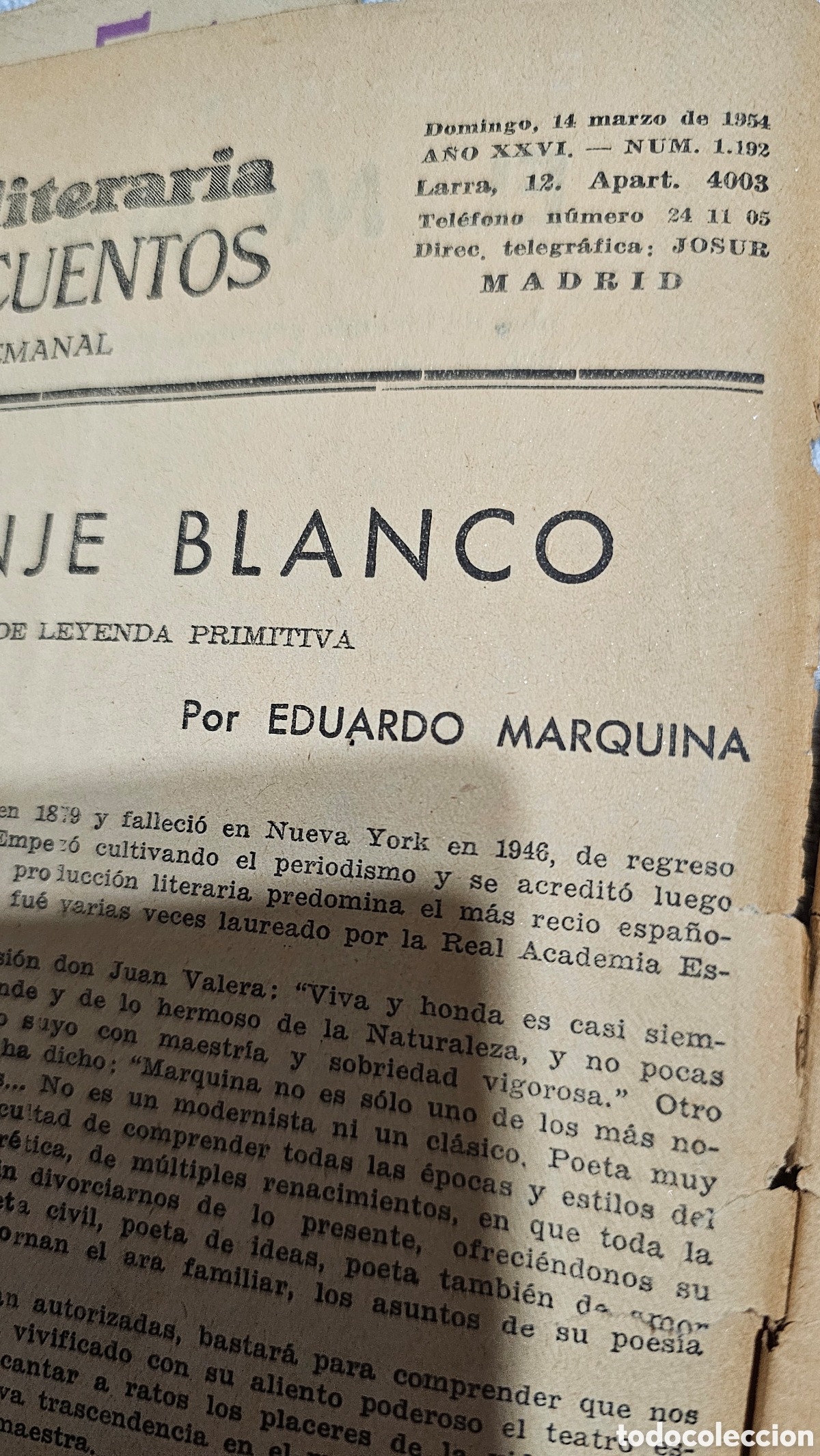 Libros: Monje Blanco - Eduardo Marquina - Foto 2