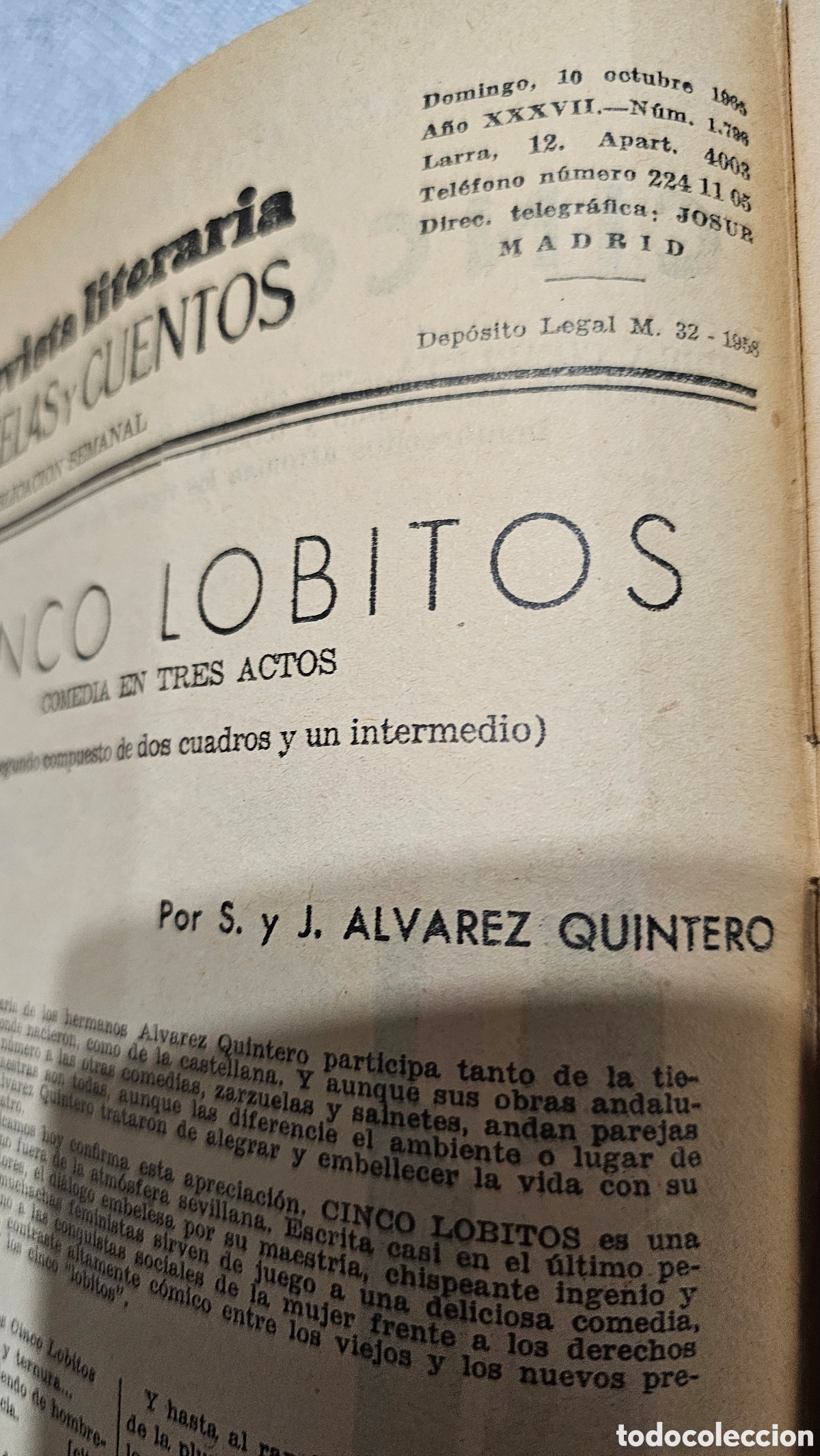 Libros: Cinco lobitos - &Aacute;lvarez Quintero - Foto 2