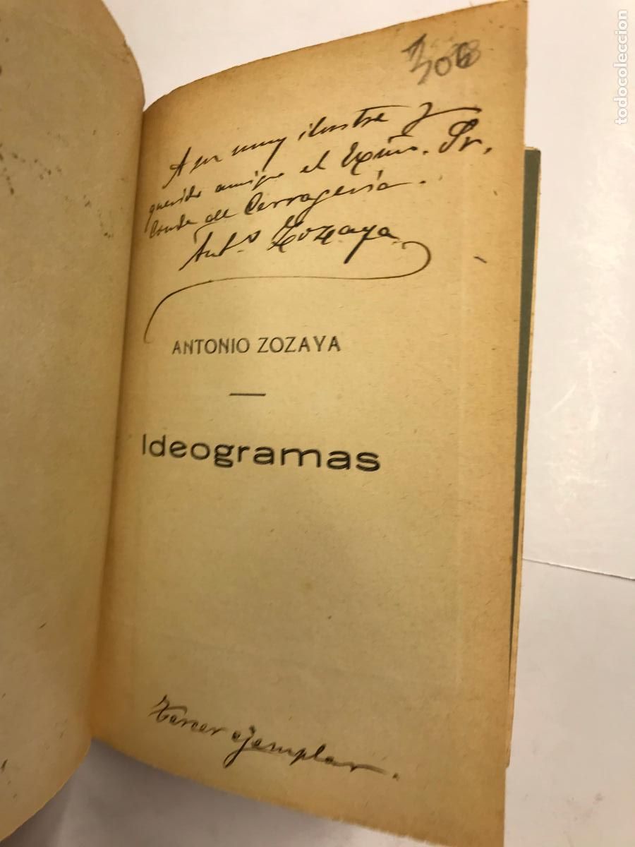 Libros: IDEOGRAMAS. (DEDICATORIA DEL AUTOR). - ANTONIO ZOZAYA. - Foto 2