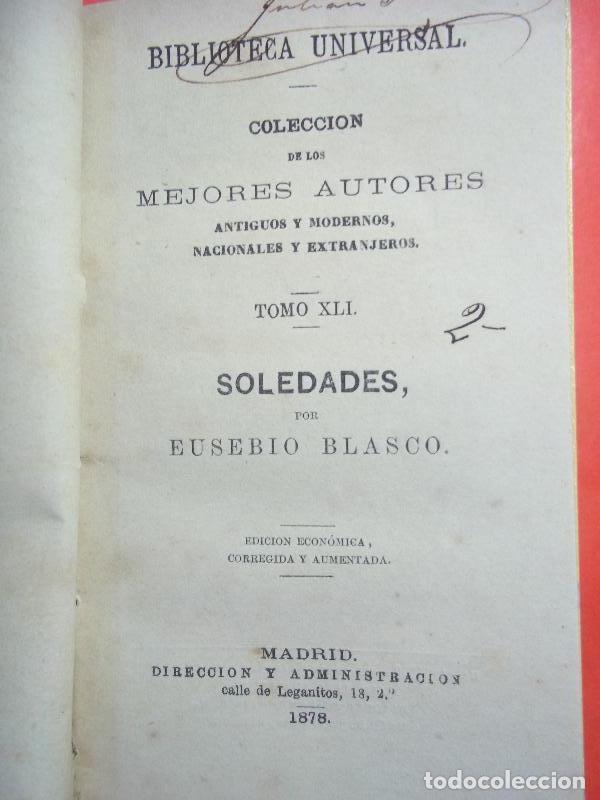 Libros: Soledades. - Blasco, Eusebio. - Foto 1