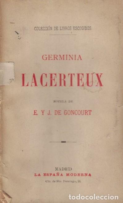 Libros: GERMINIA LACERTEUX. - Goncourt. E. y J. de, - Foto 1