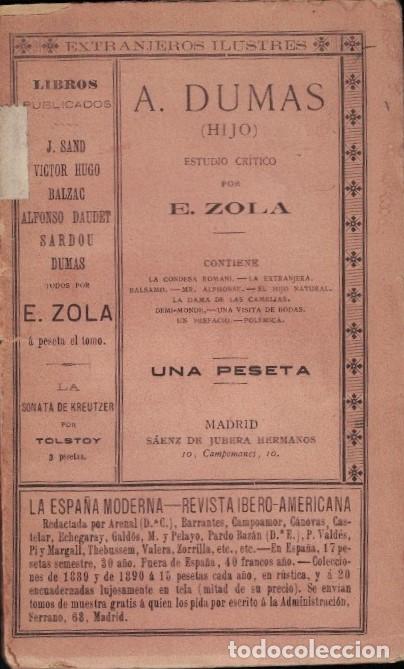 Libros: A. DUMAS (Hijo) Estudio Cr&iacute;tico. - Zola. E., - Foto 1