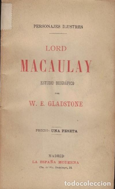 Libros: LORD MACAULAY. Estudio biogr&aacute;fico. - Gladstone. W. E., - Foto 1