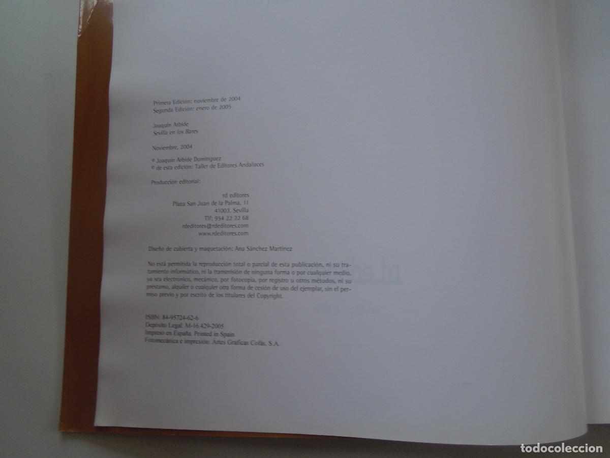 Libros: SEVILLA EN LOS BARES - JOAQU&Iacute;N ARBIDE - RD EDITORES 2005. - Foto 9