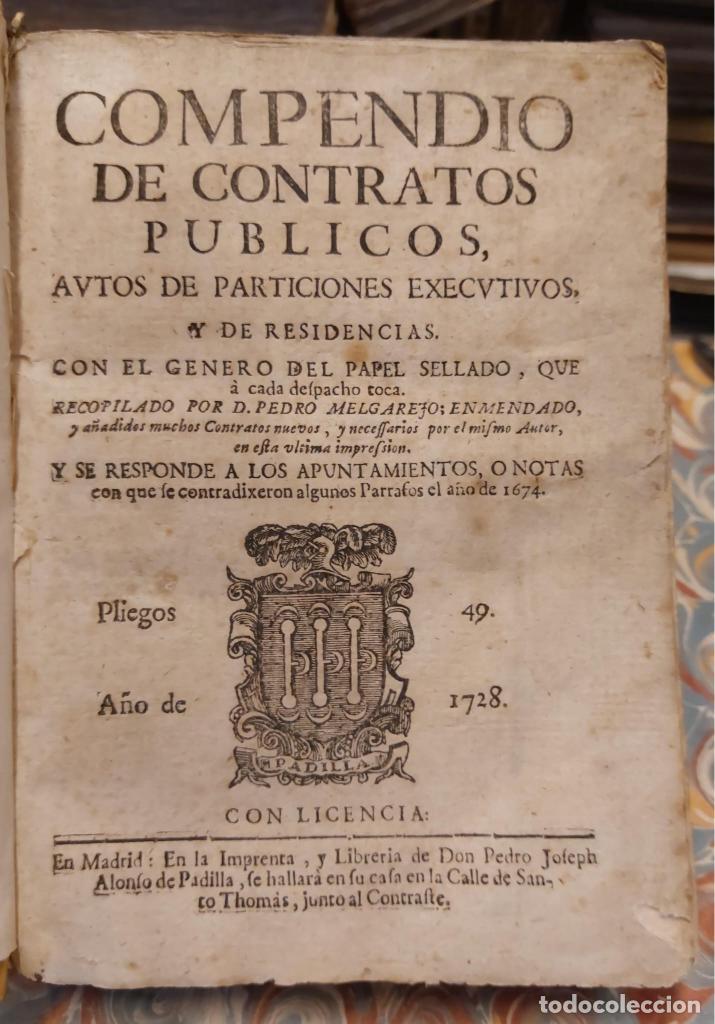 Libros: COMPENDIO DE CONTRATOS PUBLICOS, AUTOS DE PARTICIONES, EXECUTIVOS Y DE RESIDENCIAS, con el g&eacute;nero d - Foto 3