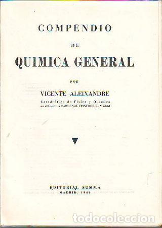 Libros: COMPENDIO DE QU&Iacute;MICA GENERAL. - ALEIXANDRE Vicente. - Foto 1