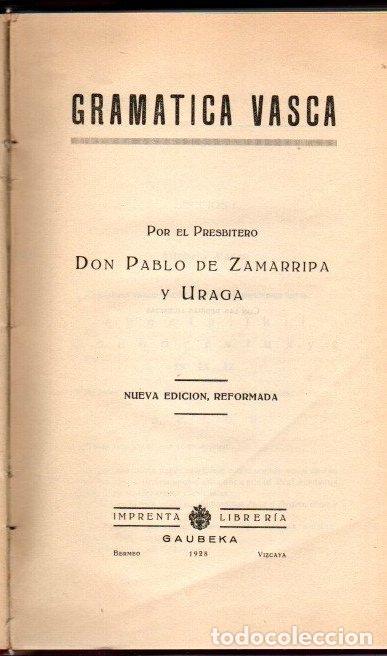 Libros: Gram&aacute;tica vasca - Zamarripa y Uraga, Don Pablo de - Foto 1