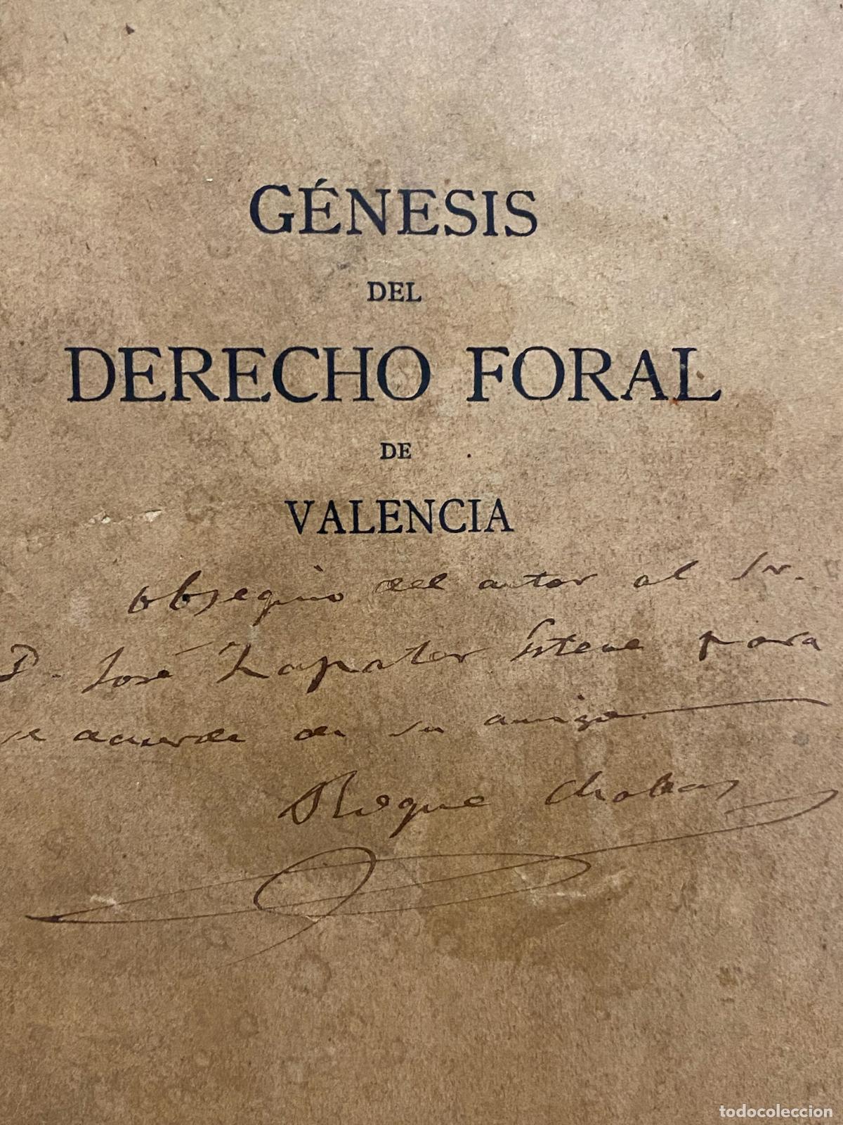 Libros: G&Eacute;NESIS DEL DERECHO FORAL DE VALENCIA. Secci&oacute;n de documentos. - CHAB&Aacute;S, ROQUE. - Foto 3