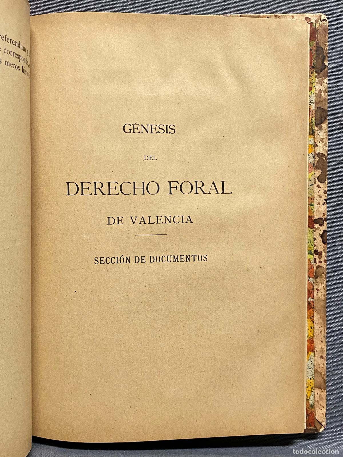 Libros: G&Eacute;NESIS DEL DERECHO FORAL DE VALENCIA. Secci&oacute;n de documentos. - CHAB&Aacute;S, ROQUE. - Foto 4