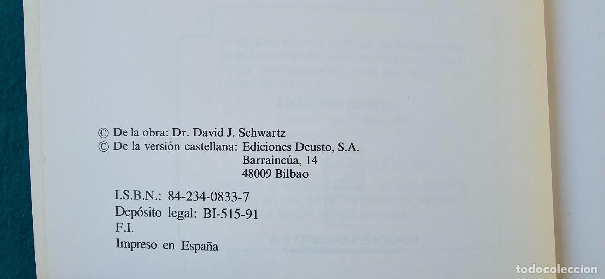 Libros: LIBRO COMO OBTENER Y MANTENER EL EXITO PERSONAL Y PROFESIONAL (1991) DAVID J. SCHWARTZ - Foto 2