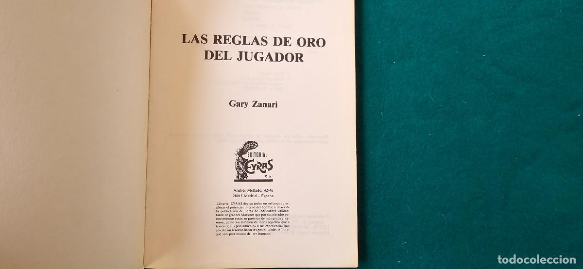 Libros: LIBRO LAS REGLAS DE ORO DEL JUGADOR (1988) GARY ZANARI - Foto 2