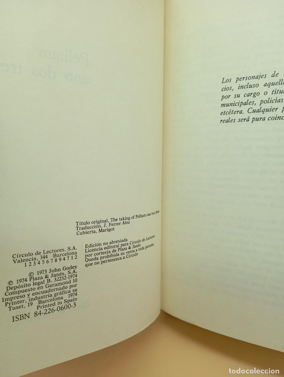 Libros: PELHAM UNO DOS TRES, JONN GODEY- CIRCULO DE LECTORES - Foto 3