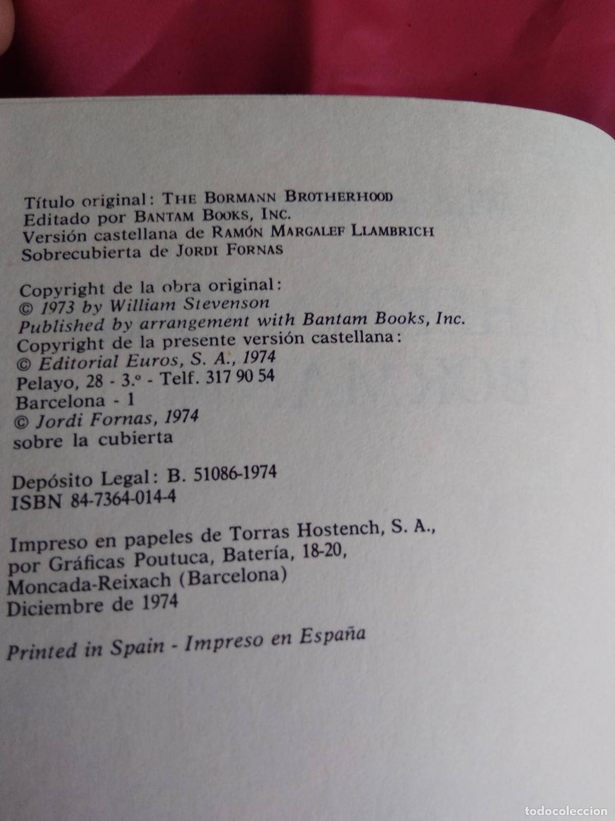 Libros: La hermandad de Bormann William Stevenson L.6922-1495 - Foto 4