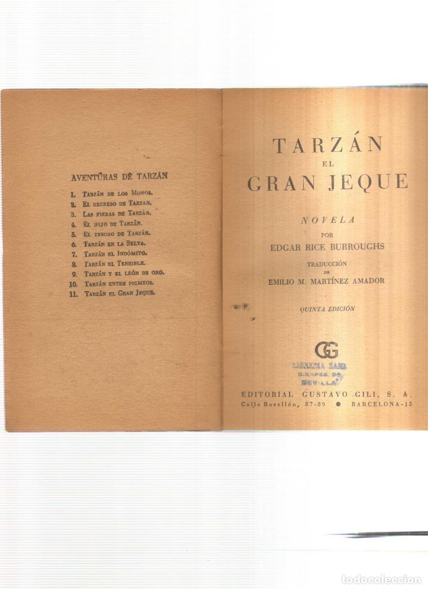 Libros: TARZAN EL GRAN JEQUE EDGAR RICE BURROUGKS - Foto 3