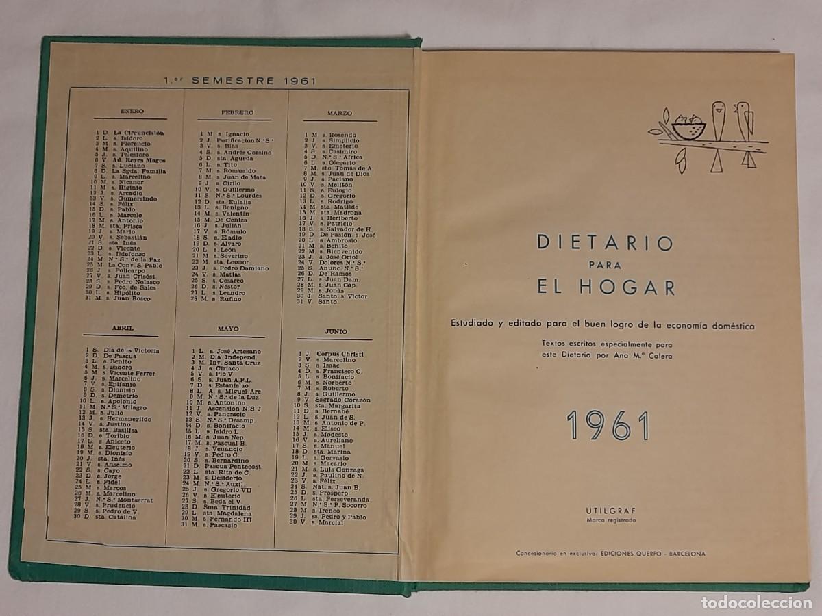 Libros: DIETARIO PARA SU HOGAR 1961. - Foto 2