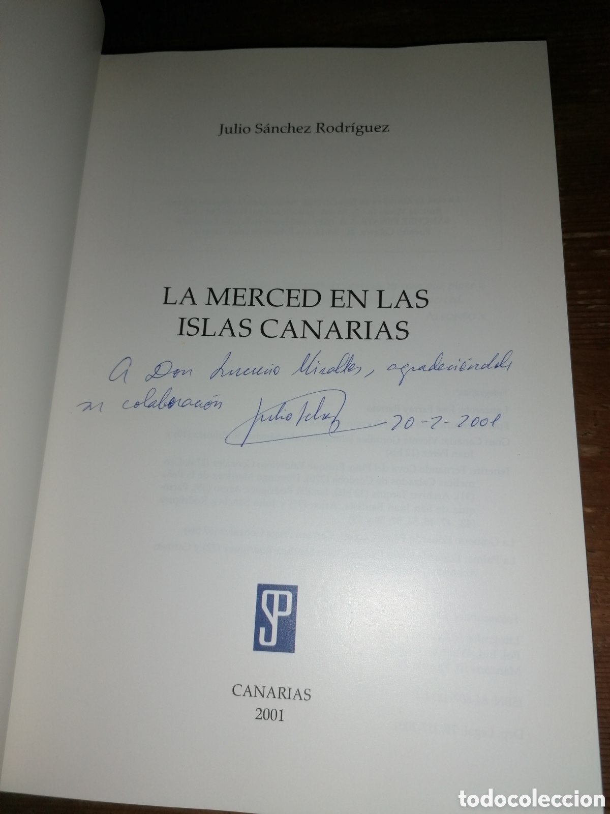 Libros: La Merced en Las Islas Canarias - Julio S&aacute;nchez Rodr&iacute;guez - Dedicatoria aut&oacute;grafa - Foto 3