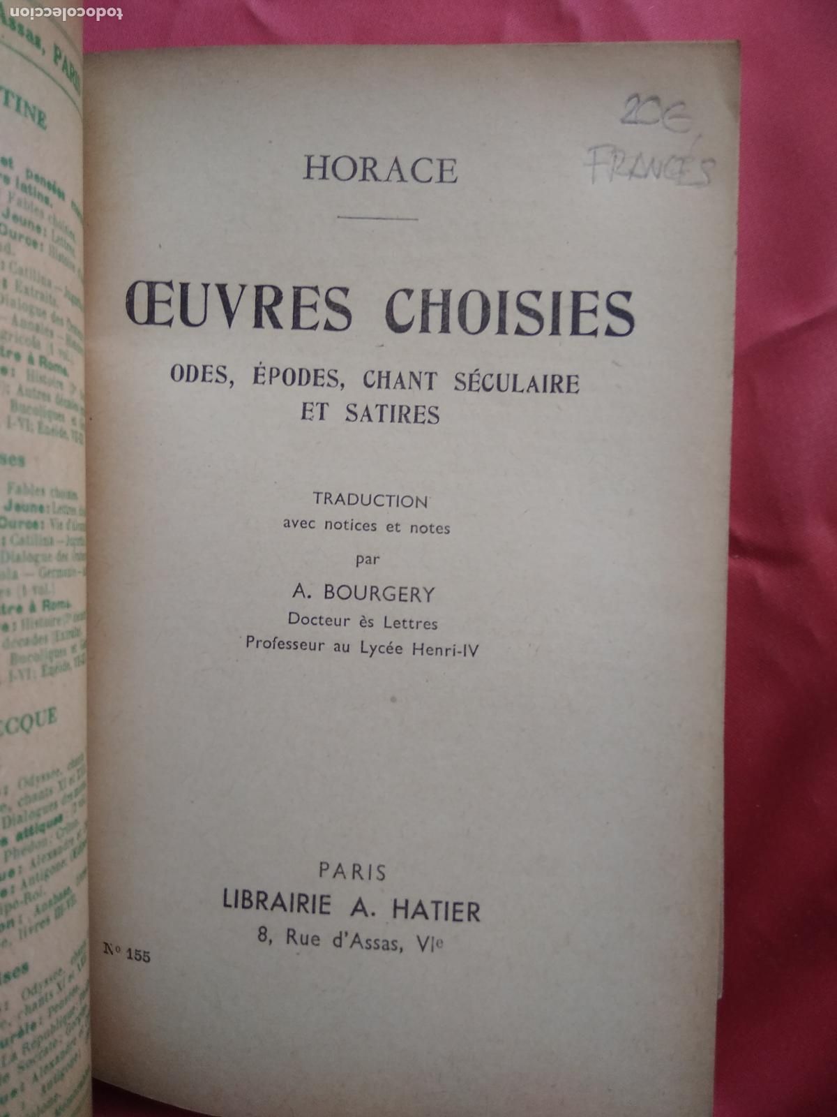 Libros: Ceuvres Choises Horace L.14508-1790 - Foto 2