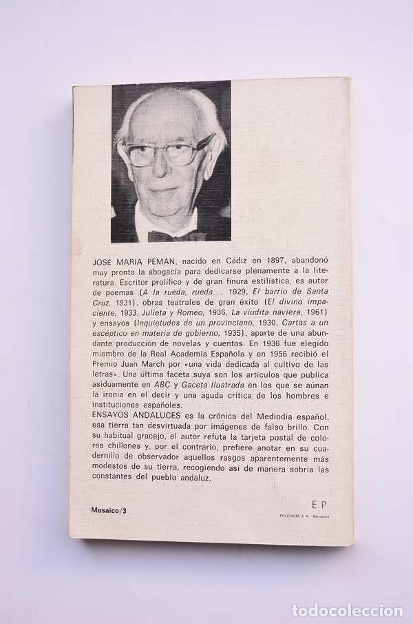 Libros: Ensayos andaluces - PEM&Aacute;N, Jos&eacute; Mar&iacute;a - Foto 4
