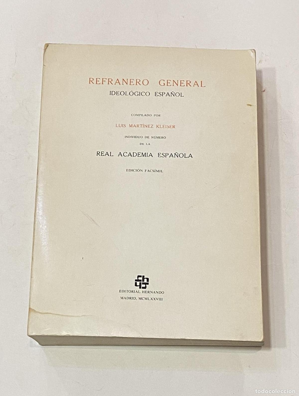 Libros: MART&Iacute;NEZ KLEISER, Luis. Compilador. - Refranero general ideol&oacute;gico espa&ntilde;ol. - Foto 1